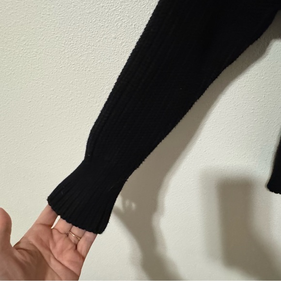 Tradlands The Shelter Cotton Cardigan Black Chunky Ribbed Knit Button Crop-XXS - Picture 6 of 10